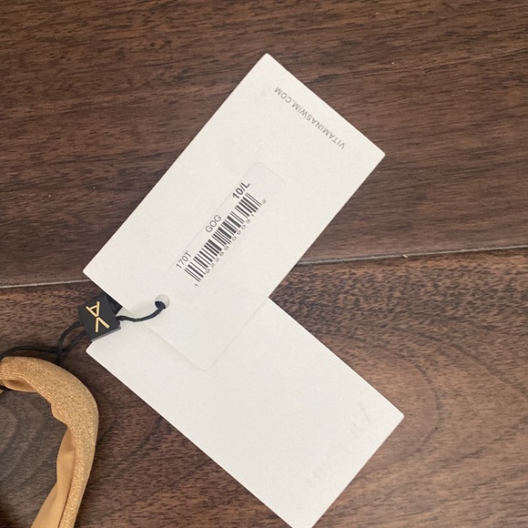 Vitamin A gold bikini top SIZE10 large nwt shimmery tie back. C cup - Picture 5 of 9